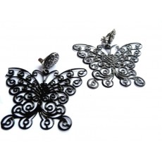 Black Earrings, Big Black Earrings, Butterfly Earrings, Black Butterfly,